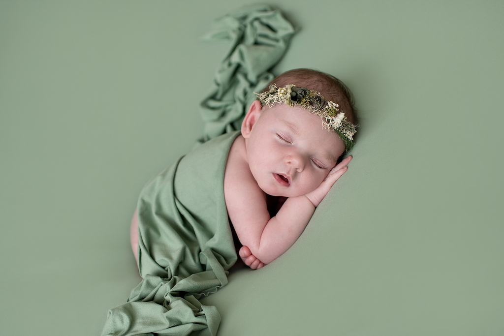 green themed newborn baby photoshoot in Northern Ireland